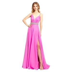 Mac Duggal Pink Crystal Embellished Prom Gown Formal Dress Sz 4 NWT